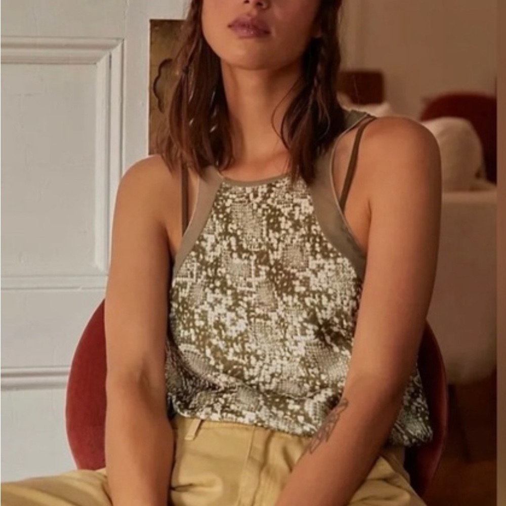 Free People Night Out Moss Green Snakeskin Body Suit